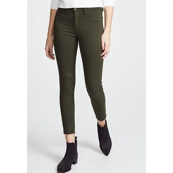 NWT L’agence Skinny High Rise Margot in Army Green Raw Hem Size 25 - Picture 1 of 8
